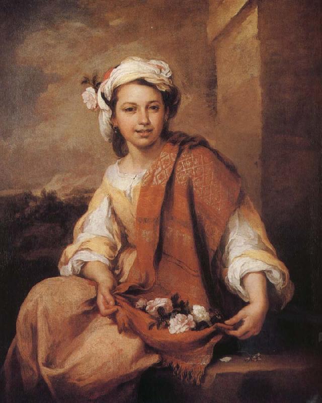 Bartolome Esteban Murillo A girl wearing a Rose Sweden oil painting art